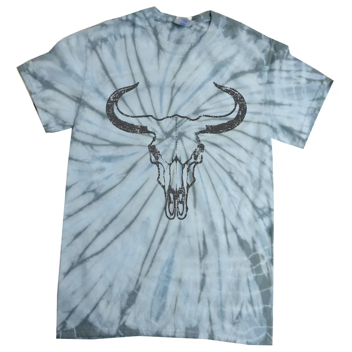 Western Country Graphic Animal Vintage Cow Skull Tie-Dye T-Shirt