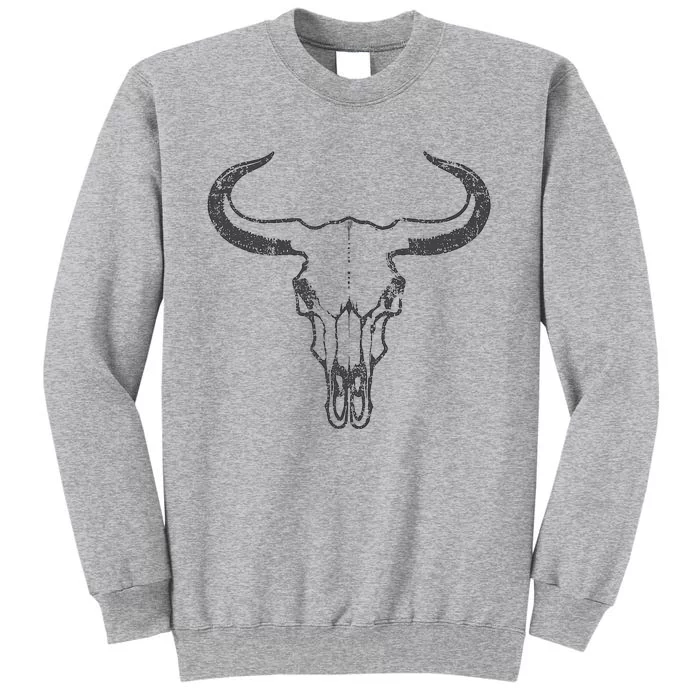 Western Country Graphic Animal Vintage Cow Skull Tall Sweatshirt