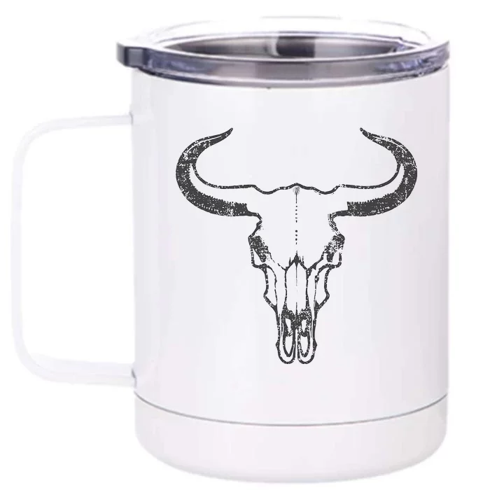 Western Country Graphic Animal Vintage Cow Skull Front & Back 12oz Stainless Steel Tumbler Cup