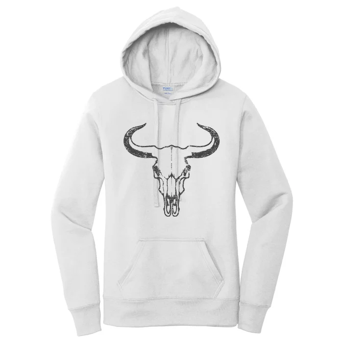 Western Country Graphic Animal Vintage Cow Skull Women's Pullover Hoodie