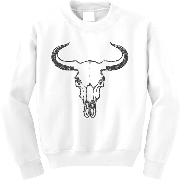 Western Country Graphic Animal Vintage Cow Skull Kids Sweatshirt