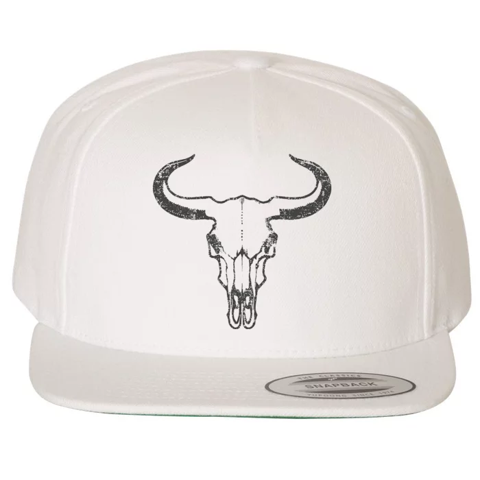 Western Country Graphic Animal Vintage Cow Skull Wool Snapback Cap