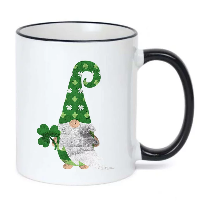 Women Cute Gnome St. Patricks Day Design Shamrock Black Color Changing Mug