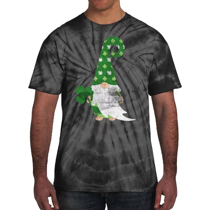 Women Cute Gnome St. Patricks Day Design Shamrock Tie-Dye T-Shirt