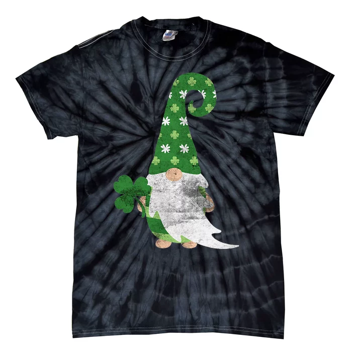 Women Cute Gnome St. Patricks Day Design Shamrock Tie-Dye T-Shirt