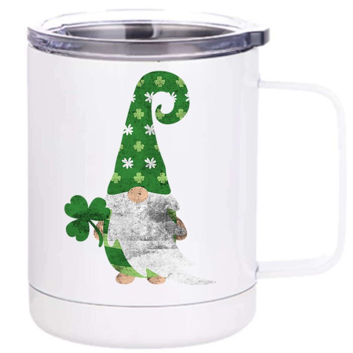 Women Cute Gnome St. Patricks Day Design Shamrock Front & Back 12oz Stainless Steel Tumbler Cup