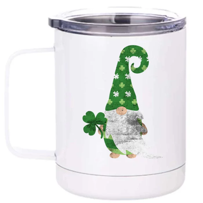 Women Cute Gnome St. Patricks Day Design Shamrock Front & Back 12oz Stainless Steel Tumbler Cup