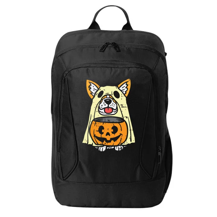 Welsh Corgi Ghost Funny Halloween Costume Dog Owner Lover City Backpack