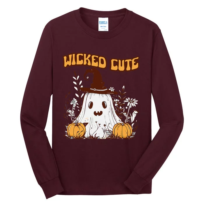 Wicked Cute Ghost And Pumpkin Fun Spooky Design Tall Long Sleeve T-Shirt