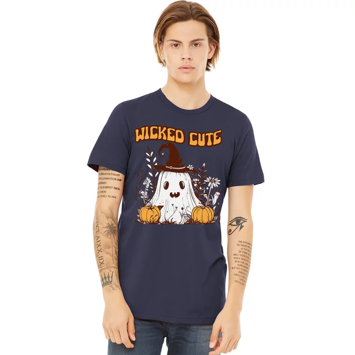 Wicked Cute Ghost And Pumpkin Fun Spooky Design Premium T-Shirt