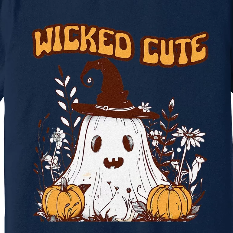 Wicked Cute Ghost And Pumpkin Fun Spooky Design Premium T-Shirt