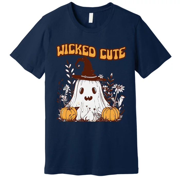 Wicked Cute Ghost And Pumpkin Fun Spooky Design Premium T-Shirt