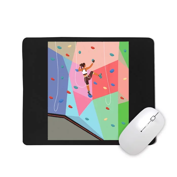 Wall Climbing Girl Rock Climber Indoor Sports Adventure Mousepad