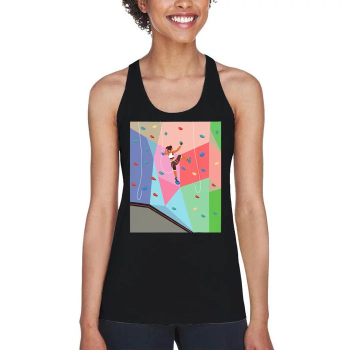 Wall Climbing Girl Rock Climber Indoor Sports Adventure Women's Racerback Tank