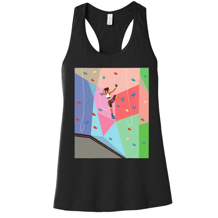 Wall Climbing Girl Rock Climber Indoor Sports Adventure Women's Racerback Tank