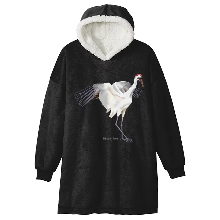 Whooping Crane Graphic Wildlife Bird Watching Hooded Wearable Blanket