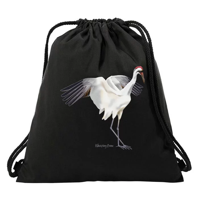 Whooping Crane Graphic Wildlife Bird Watching Drawstring Bag