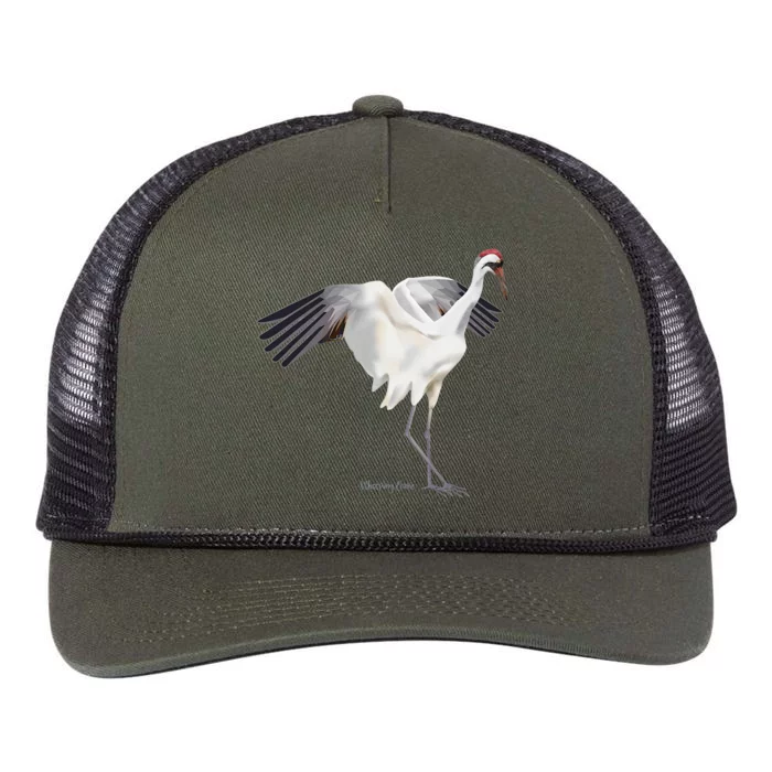 Whooping Crane Graphic Wildlife Bird Watching Retro Rope Trucker Hat Cap