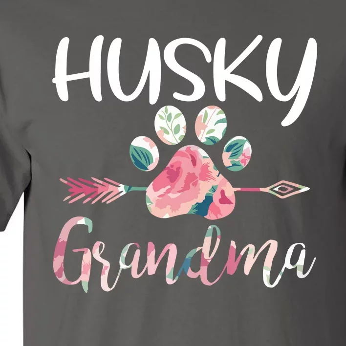 Womens Cute Husky Grandma Siberian Husky Lover Costume Dog Paw Tall T-Shirt