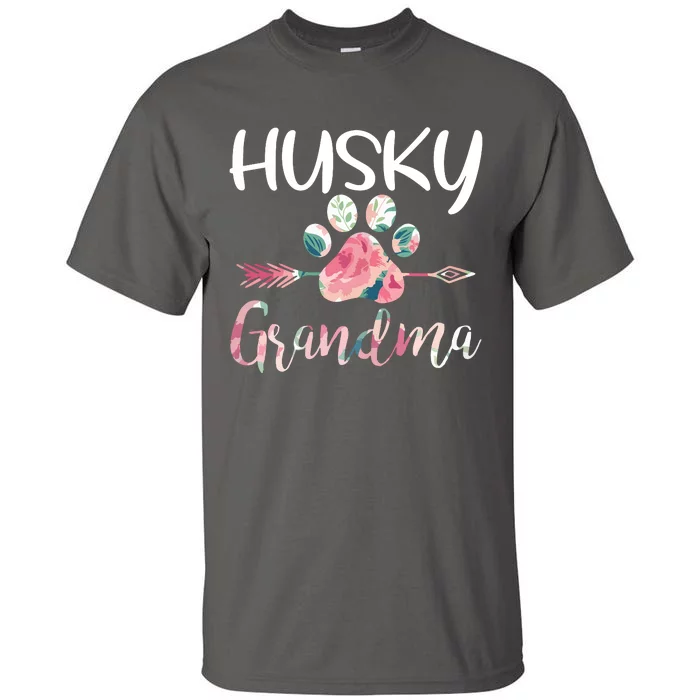 Womens Cute Husky Grandma Siberian Husky Lover Costume Dog Paw Tall T-Shirt