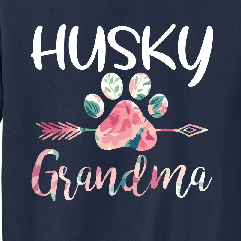 Womens Cute Husky Grandma Siberian Husky Lover Costume Dog Paw Sweatshirt