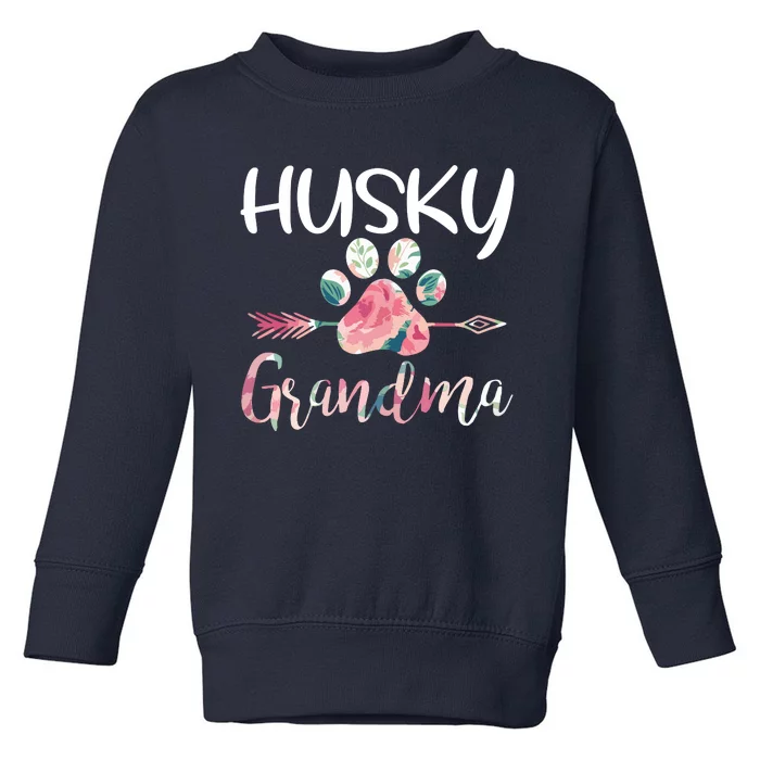 Womens Cute Husky Grandma Siberian Husky Lover Costume Dog Paw Toddler Sweatshirt