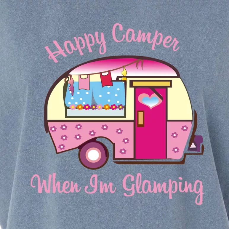 Wo Camping Hoodie Happy Camper When I'm Glamping Garment-Dyed Women's Muscle Tee