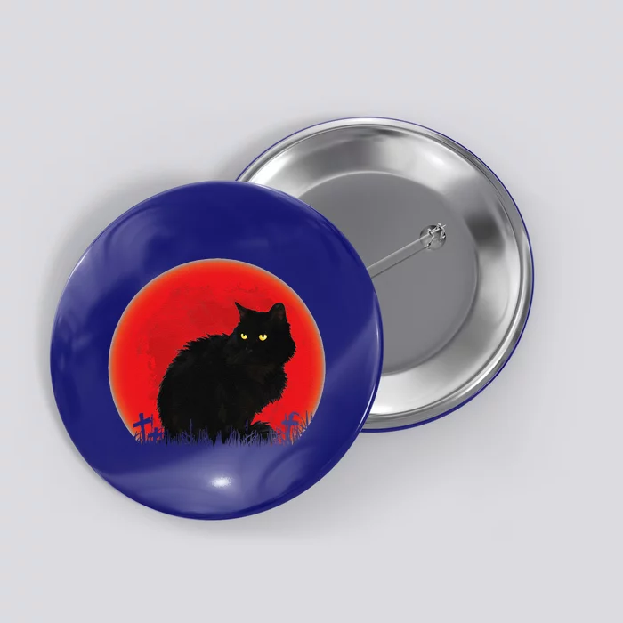 Witch Cat Halloween Costume Blood Moon Black Cat Button