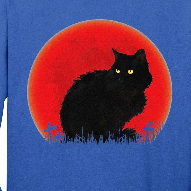 Witch Cat Halloween Costume Blood Moon Black Cat Tall Long Sleeve T-Shirt