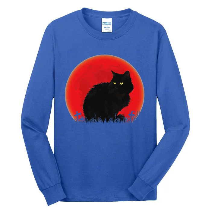 Witch Cat Halloween Costume Blood Moon Black Cat Tall Long Sleeve T-Shirt