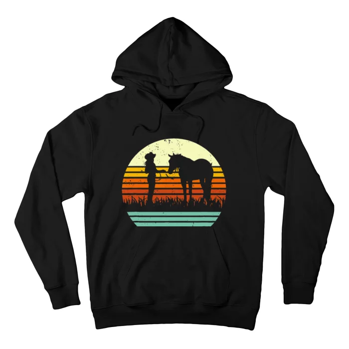 Western Cowgirl Halter Horse Retro Sunset Vintage Style Hoodie