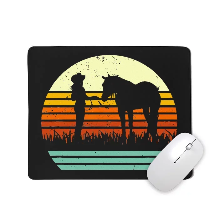 Western Cowgirl Halter Horse Retro Sunset Vintage Style Mousepad