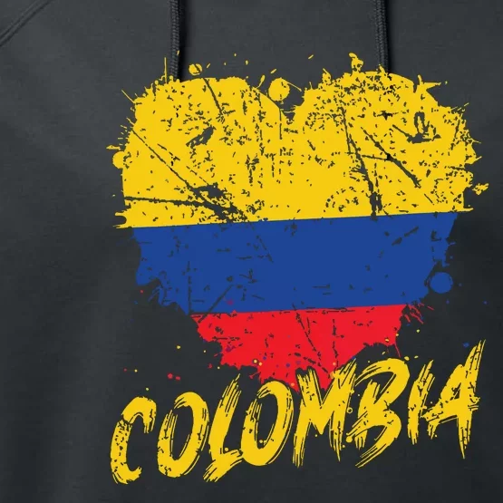 Women Colombia Heart Flag Performance Fleece Hoodie