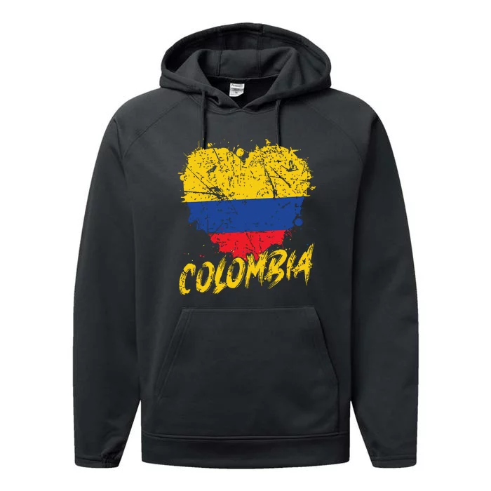 Women Colombia Heart Flag Performance Fleece Hoodie