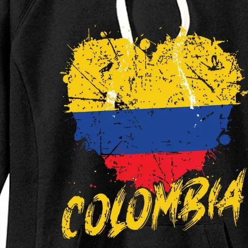 Women Colombia Heart Flag Women's Fleece Hoodie