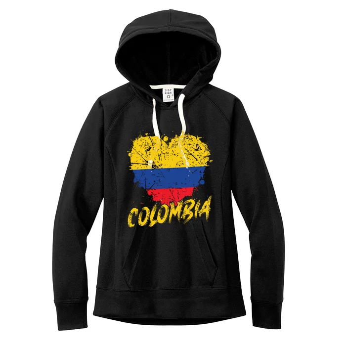 Women Colombia Heart Flag Women's Fleece Hoodie