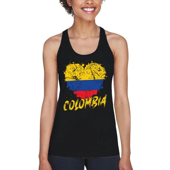 Women Colombia Heart Flag Women's Racerback Tank