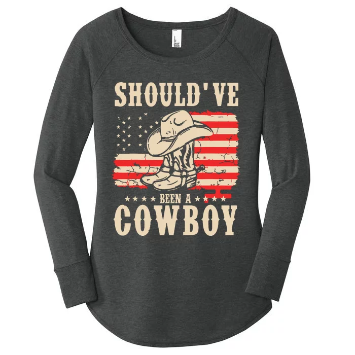 Western Cowboy Hat Boots I Should Have Been A Cowboy Women's Perfect Tri Tunic Long Sleeve Shirt