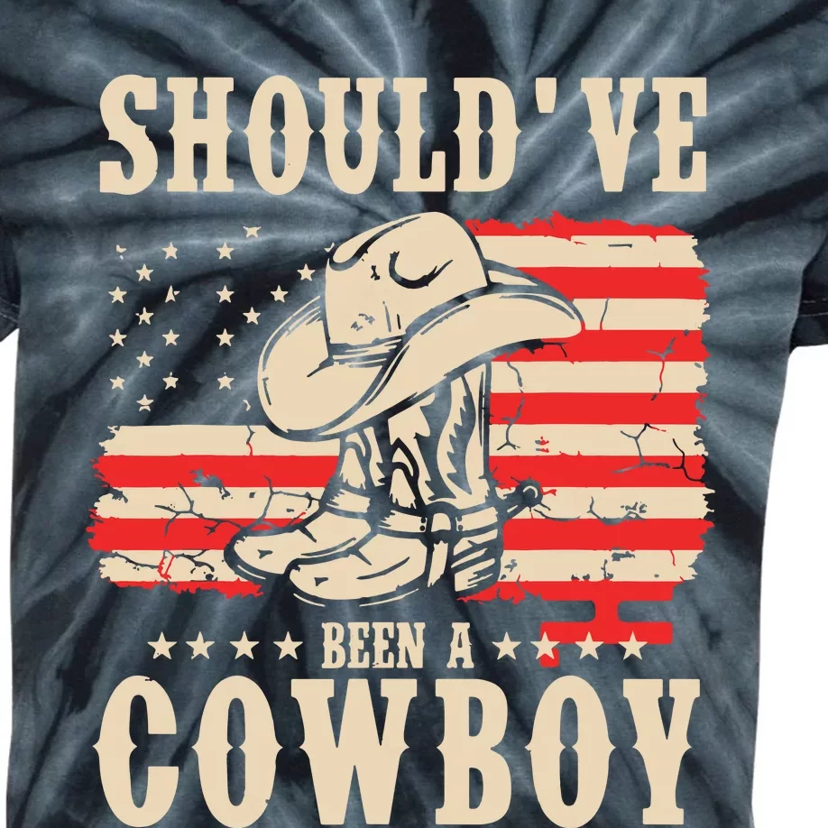 Western Cowboy Hat Boots I Should Have Been A Cowboy Kids Tie-Dye T-Shirt