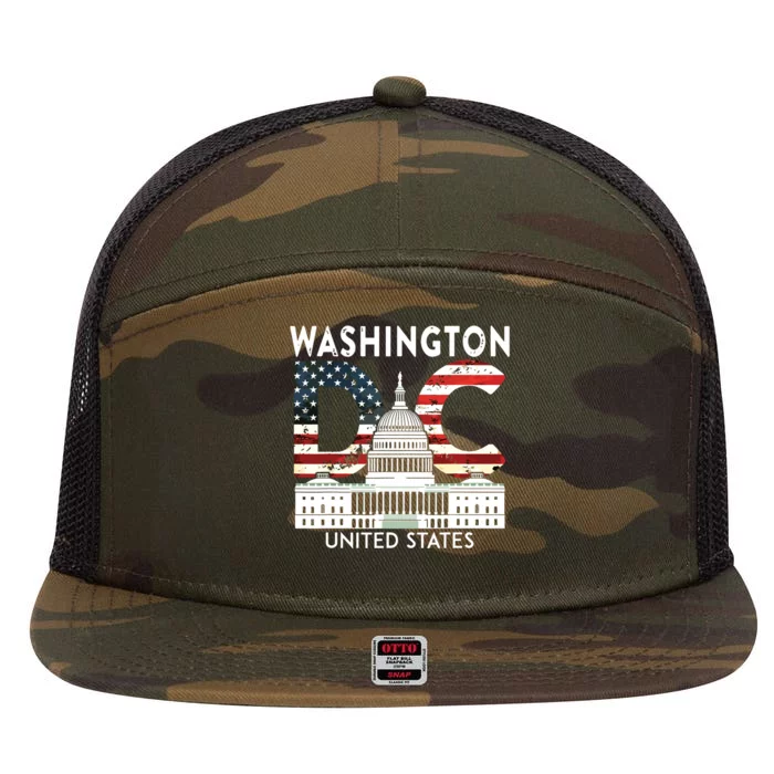 Washington Capitol Hill Souvenir Gift Washington Dc 7 Panel Mesh Trucker Snapback Hat