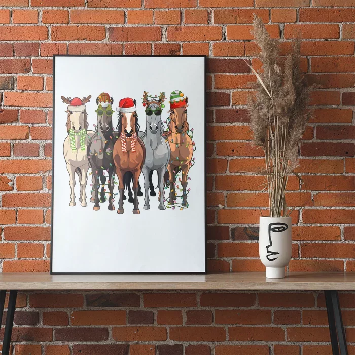 Western Christmas Horse Lover Happy Santa Claus Poster