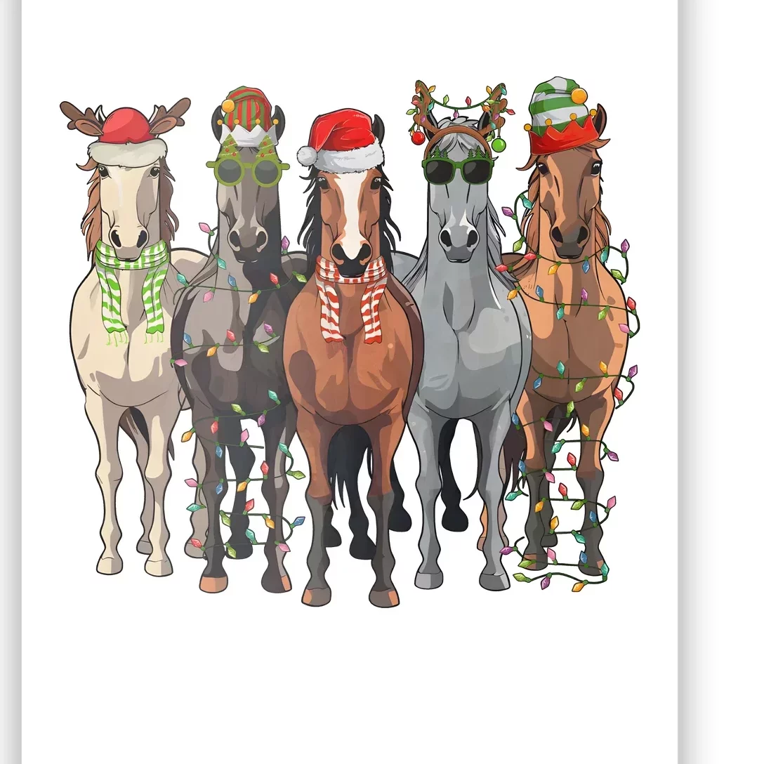 Western Christmas Horse Lover Happy Santa Claus Poster