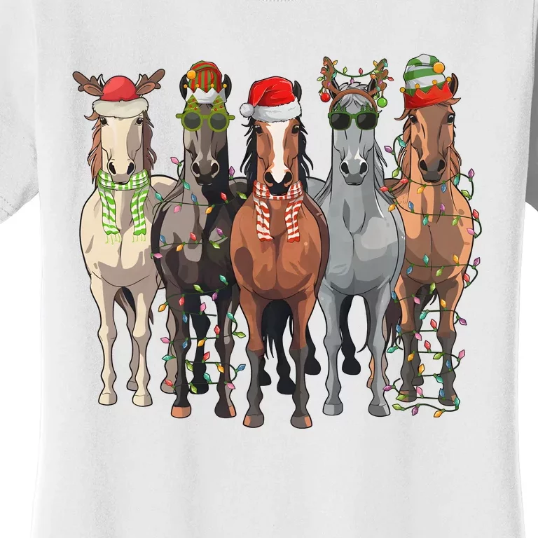 Western Christmas Horse Lover Happy Santa Claus Women's T-Shirt