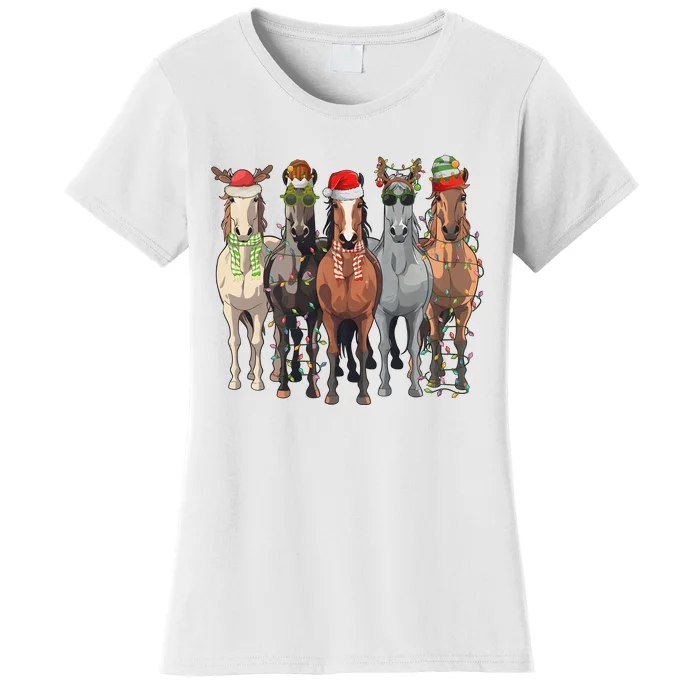 Western Christmas Horse Lover Happy Santa Claus Women's T-Shirt