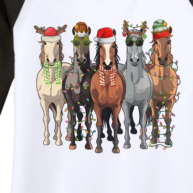 Western Christmas Horse Lover Happy Santa Claus Women's Tri-Blend 3/4-Sleeve Raglan Shirt