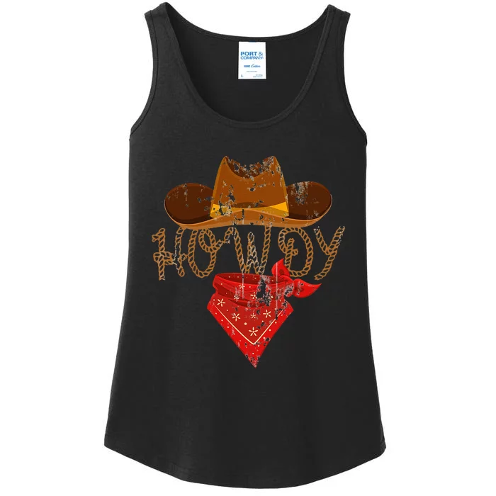 Western Cowboy Howdy Classic Fit Black Polyester & Cotton Ladies Essential Tank