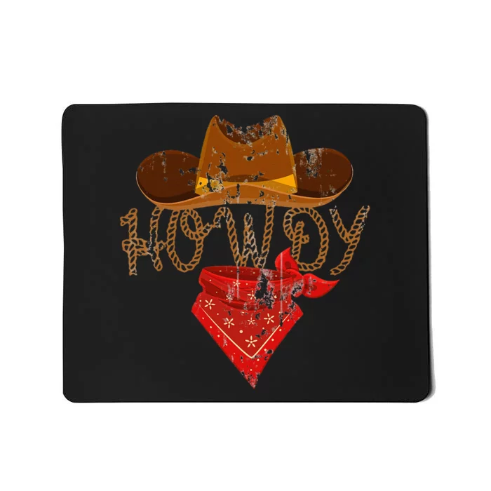 Western Cowboy Howdy Classic Fit Black Polyester & Cotton Mousepad