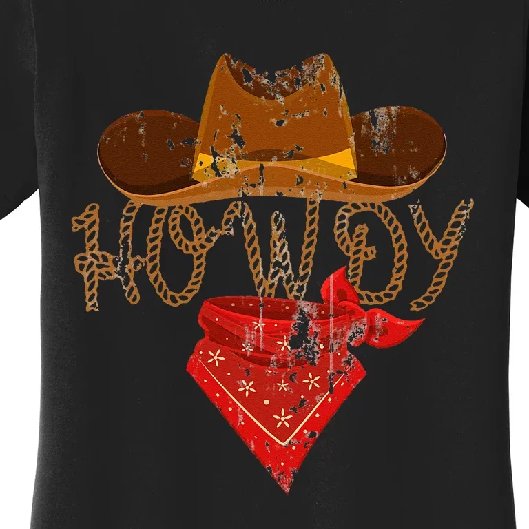 Western Cowboy Howdy Classic Fit Black Polyester & Cotton Women's T-Shirt