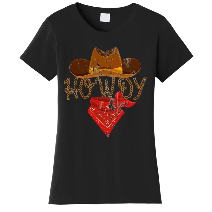 Western Cowboy Howdy Classic Fit Black Polyester & Cotton Women's T-Shirt