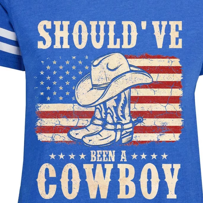 Western Cowboy Hat Boots I Should Have Been A Cowboy Enza Ladies Jersey Football T-Shirt